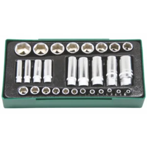 Tabuleiro chaves caixa 1/4 e 3/8" curtas e longas