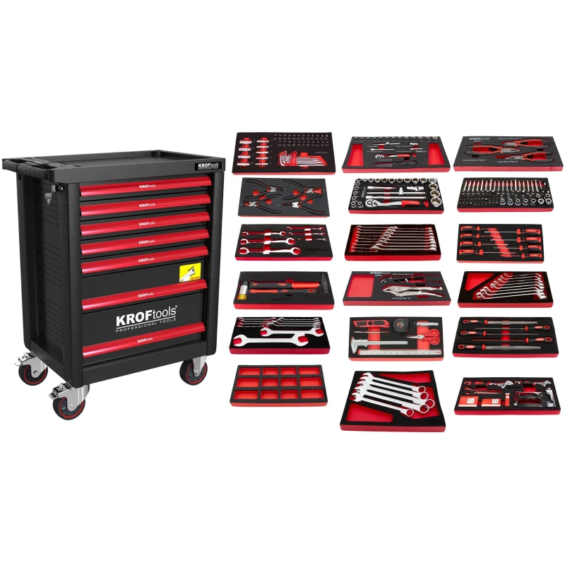 Carro ferramenta com 7 gavetas e 257pcs Carro ferramenta com 7 gavetas e 257pcs